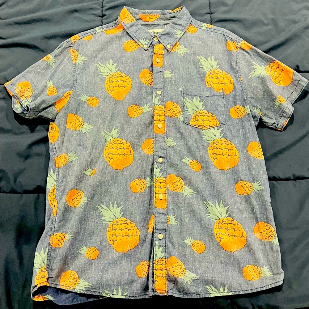 Hawaiian Pineapple Short Sleeve Button Down